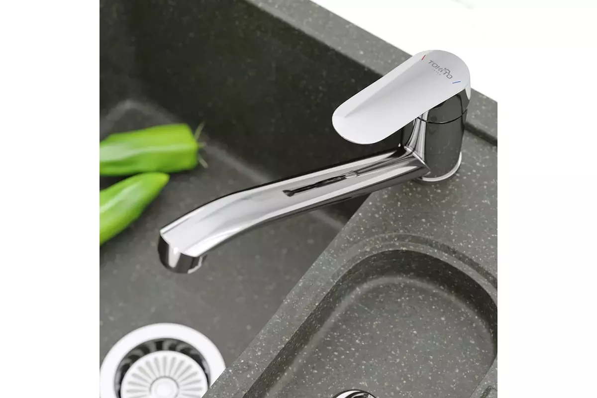 Смеситель для кухни, средний излив 21,5 см, хром, TOKITO TOK-TAK-1012, латунь