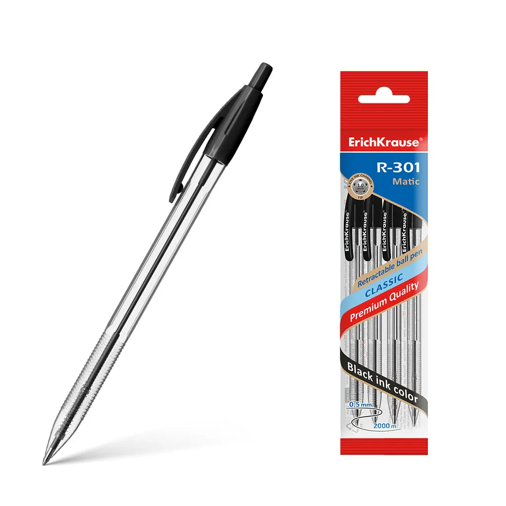 Шариковая ручка автомат ErichKrause R-301 CLASSIC MATIC, 1,0, черный