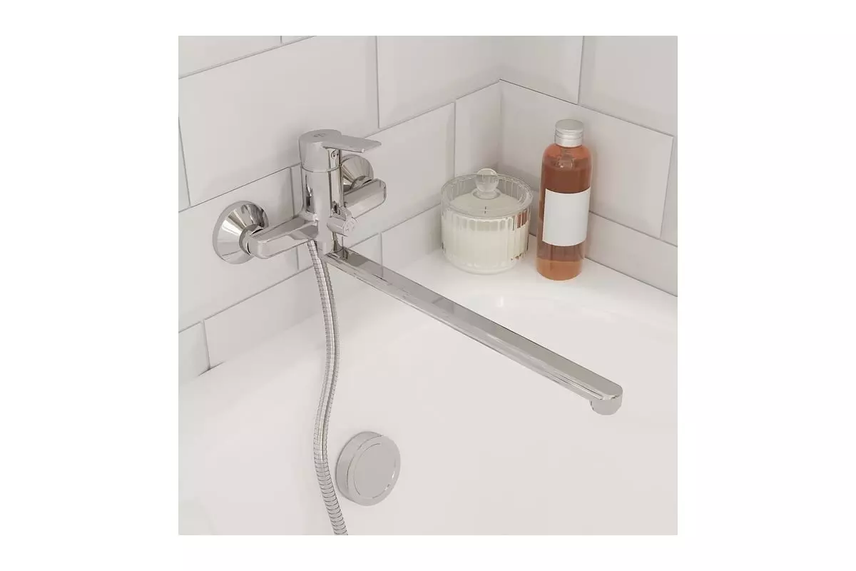 Смеситель для ванны, длинный излив 35 см, хром, Milardo Stripe, STRSB02M10, латунь