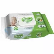 Влажные салфетки Aura Ultra Comfort д/детей Алоэ витамин Е с крышкой120шт