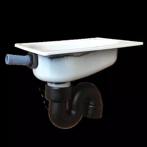 Чаша Генуя Сантэкс (Гомель) эмаслированная сталь со смещенным сливом в комплекте с сифоном и водорассекателем