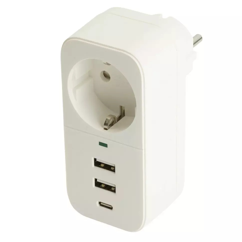 Сетевой фильтр STEKKER Nova 1 розетка +2 USB +Type-C 3520Вт 50142