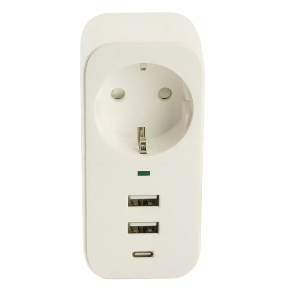Сетевой фильтр STEKKER Nova 1 розетка +2 USB +Type-C 3520Вт 50142