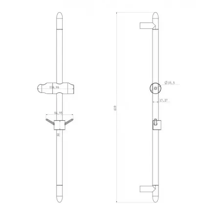 Штанга для душа, хром, Lemark LM8063C с поворотным держателем и 2-ным крючком