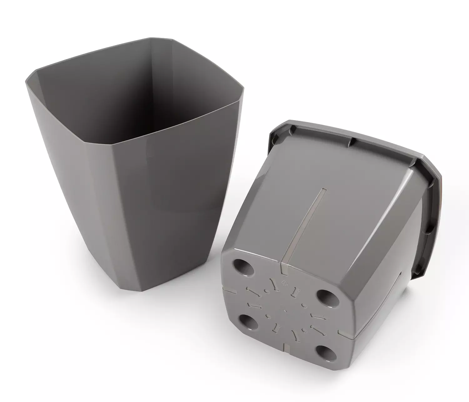 Кашпо с дренажной вставкой 15*15*17 см 2,4 л Лаунж пыльно-серое С371ПСЕР