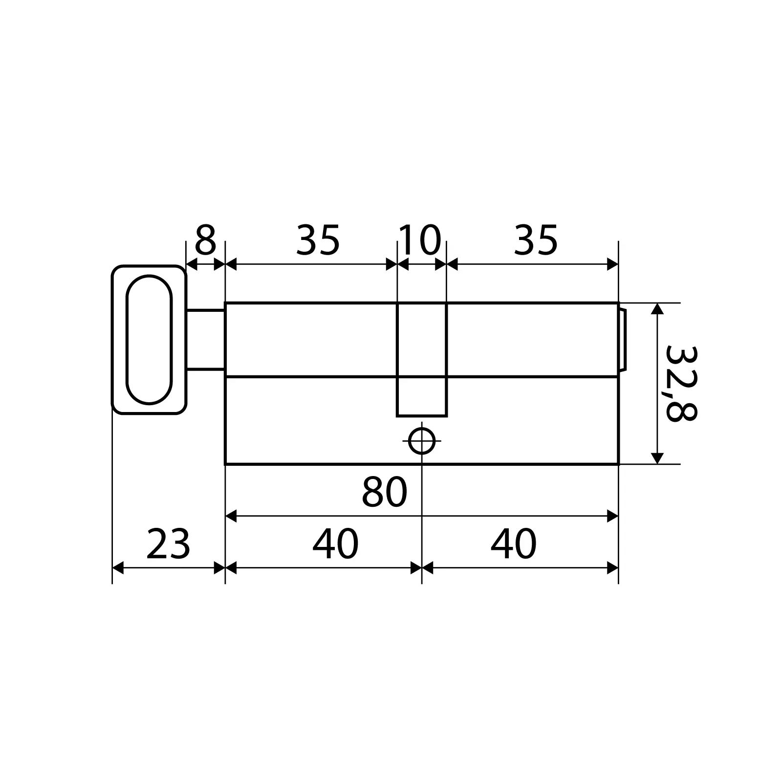Цилиндровый механизм Стандарт 80 мм (40х40) AB 5кл ст.бронза перф.ключ/верт.