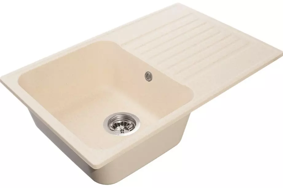 Кварцевая мойка для кухни 73х48х20 см Reflexion Bolero RF0574BE бежевый, прямоугольная с крылом