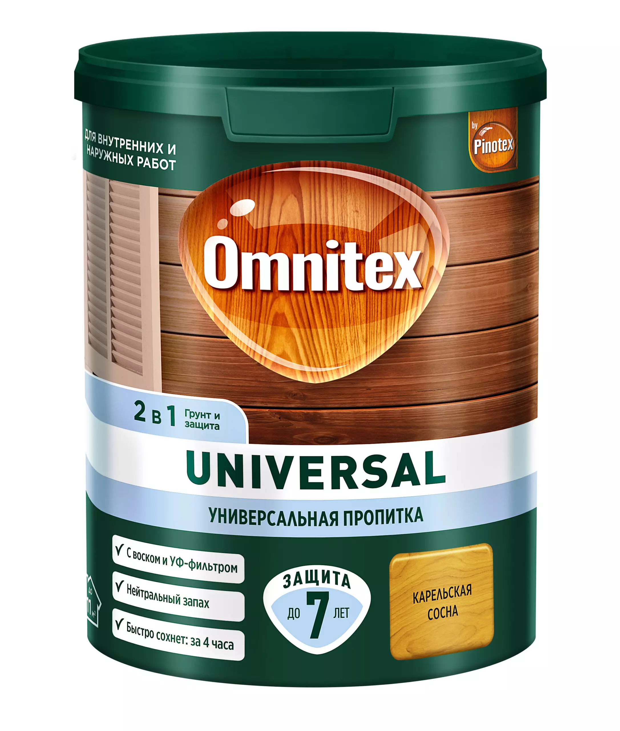 Пропитка Omnitex (Pinotex) Universal 2 в 1 Карельская сосна 0,9 л