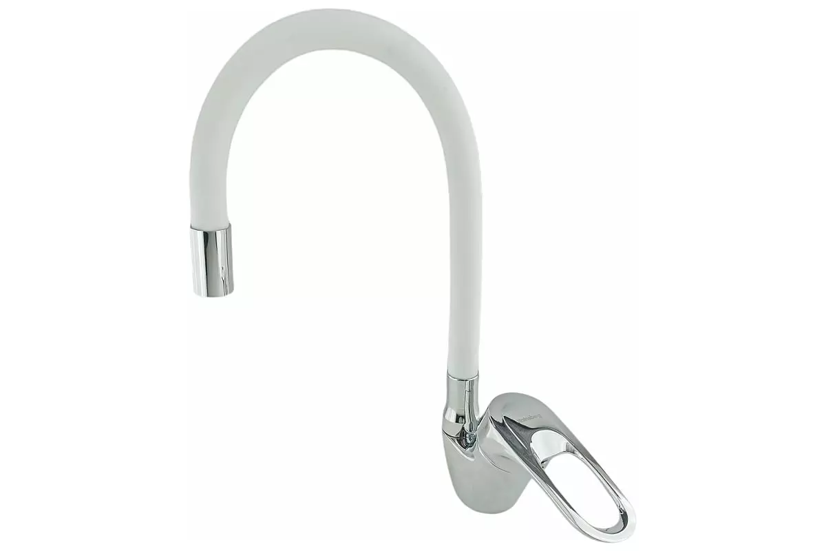 Смеситель для кухни, гибкий излив, белый/хром, R3193F Rainsberg, силумин