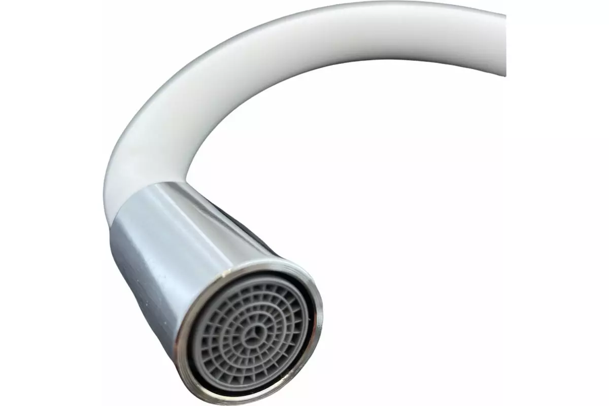 Смеситель для кухни, гибкий излив, белый/хром, R3193F Rainsberg, силумин