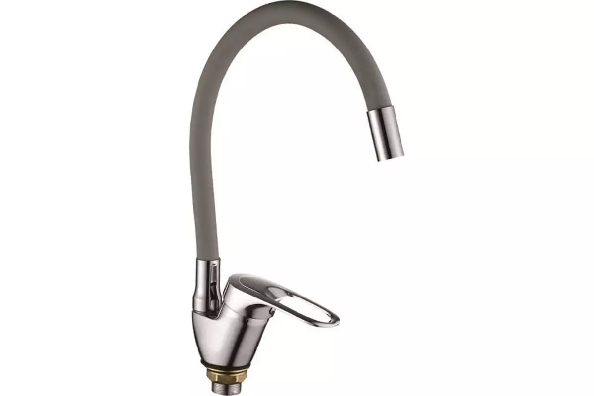 Смеситель для кухни, гибкий излив, серый/хром, R3193F-5 Rainsberg, силумин
