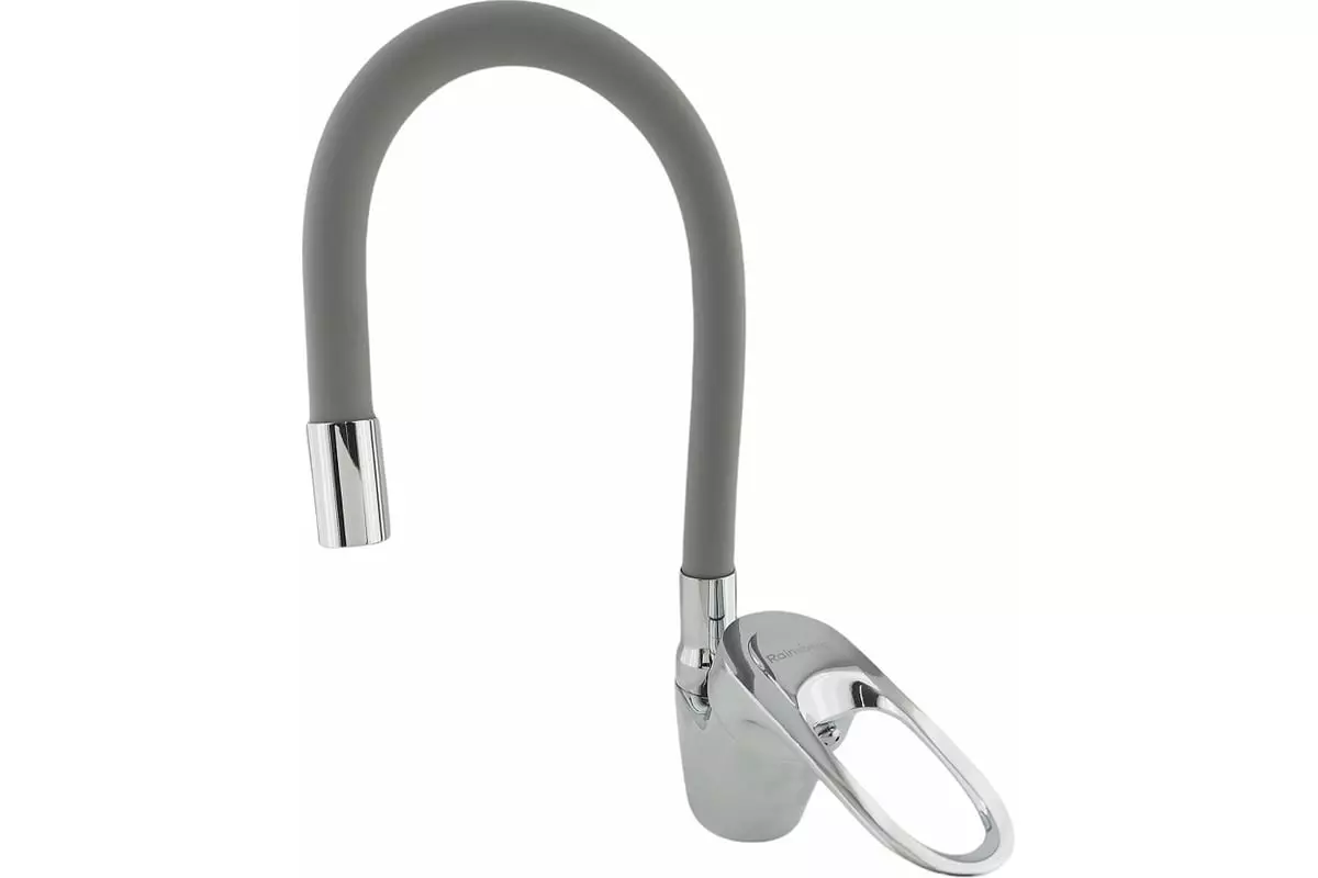 Смеситель для кухни, гибкий излив, серый/хром, R3193F-5 Rainsberg, силумин