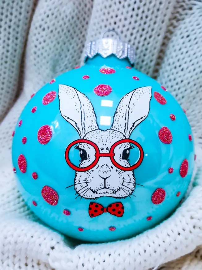 Новогодний шар Ученый кролик 1, 65 мм., в подарочной упаковке, КУ-65-224009