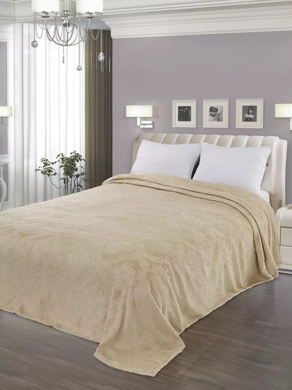 Плед 150*210 см велсофт с тиснением морская ракушка Душечка