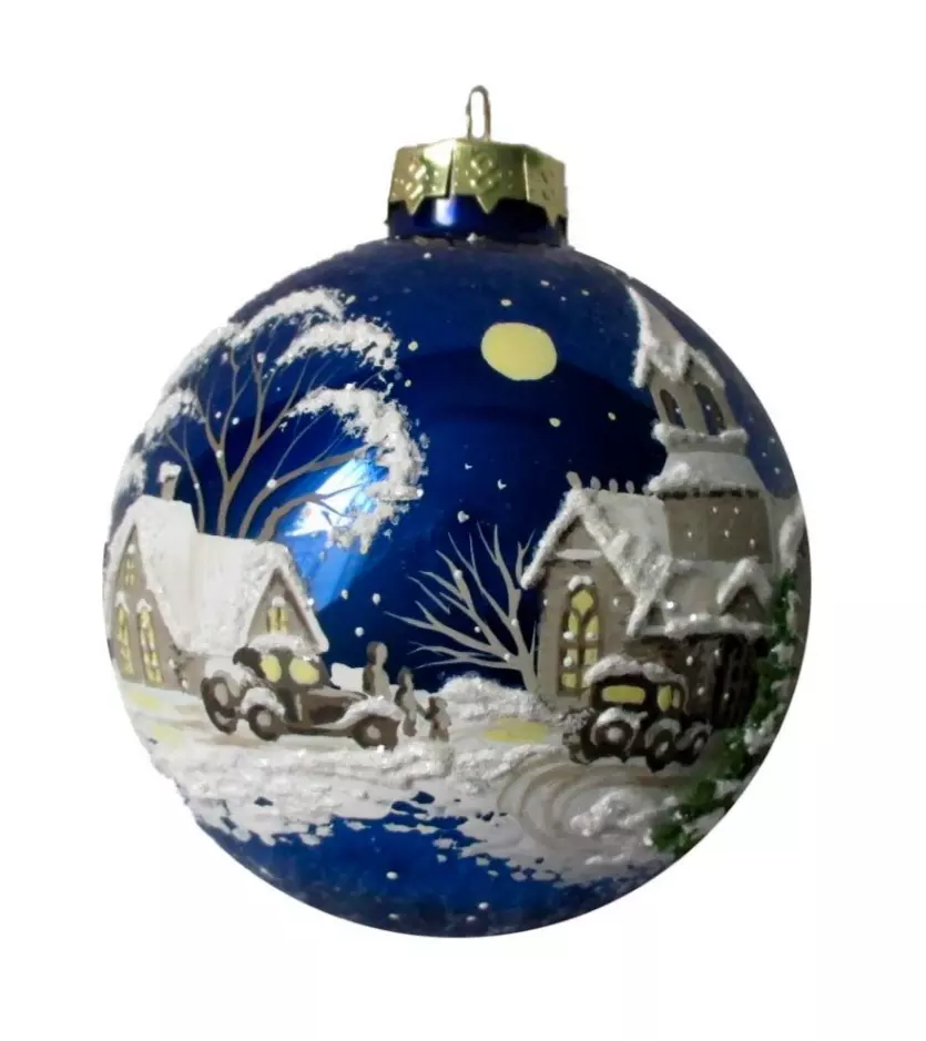 Новогодний шар Ночь перед Рождеством, стекло 65 мм, в подарочной упаковке КУ-65-192155