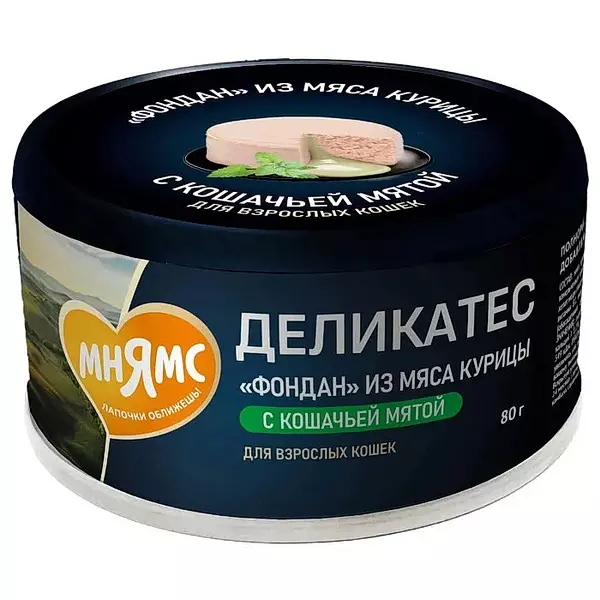 Консервы для кошек Мнямс Деликатес Фондан из курицы с кошачьей мятой 80 г