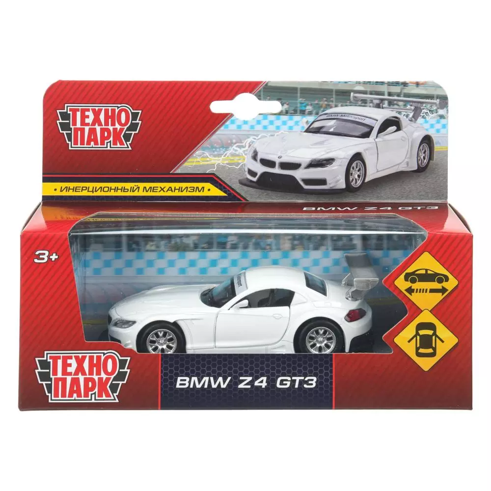 Автомобиль BMW Z4 GT3 11,3см металл белый Технопарк 67315