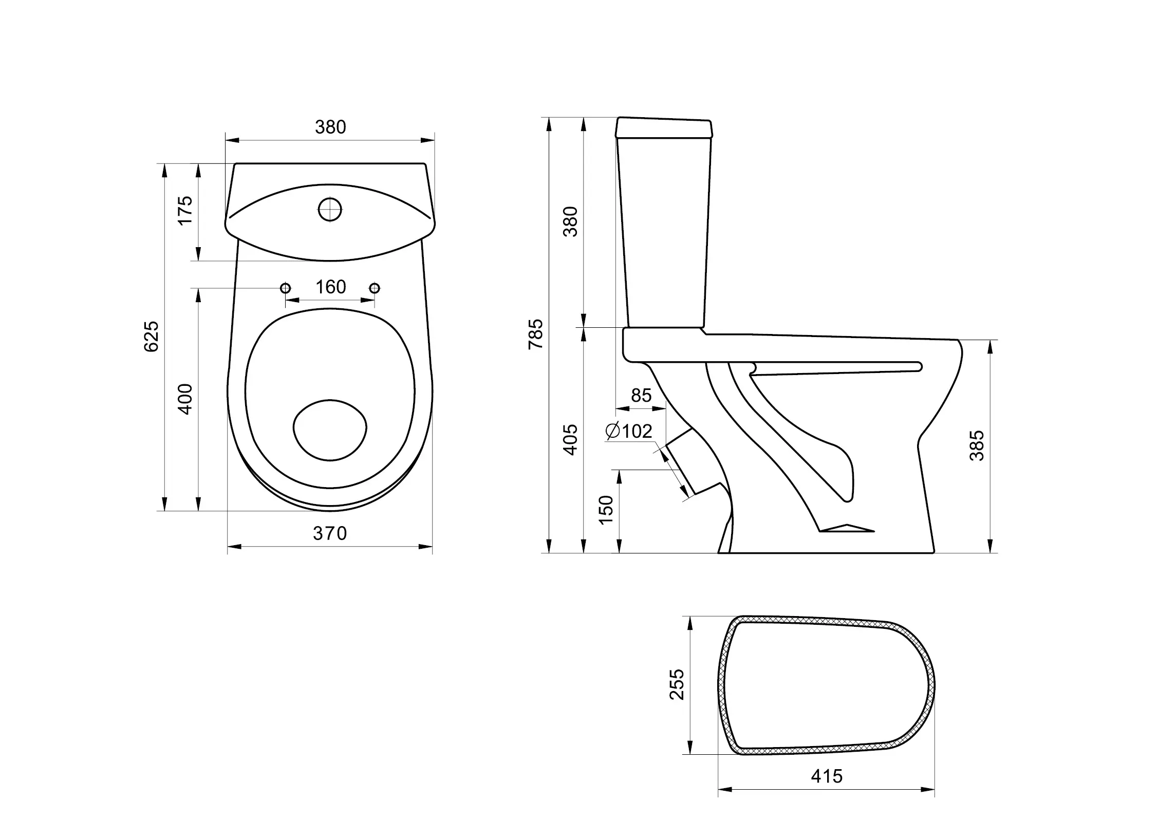 Унитаз Santeri Ультра 1.P401.3.S00.00B.F косой выпуск, нижний подвод,1-режимный слив, сиденье полипропилен