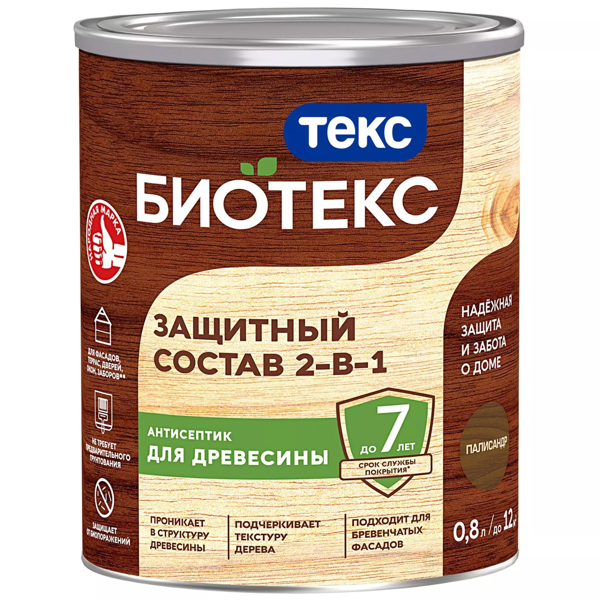 Антисептик декоративный Bioteks 2 в 1 палисандр 0,8 л