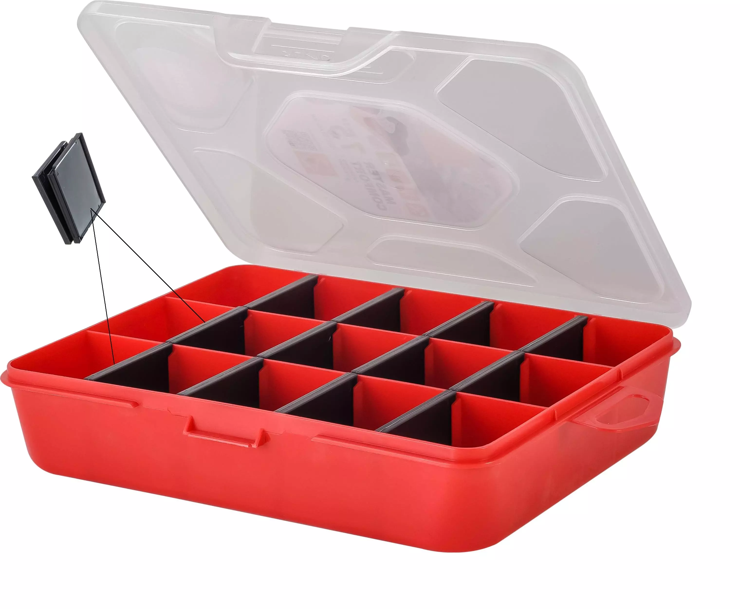 Органайзер для хранения мелочей 190х160х45 мм 15 ячеек съемные вставки PR Master-comfort 7,5&quot;красный