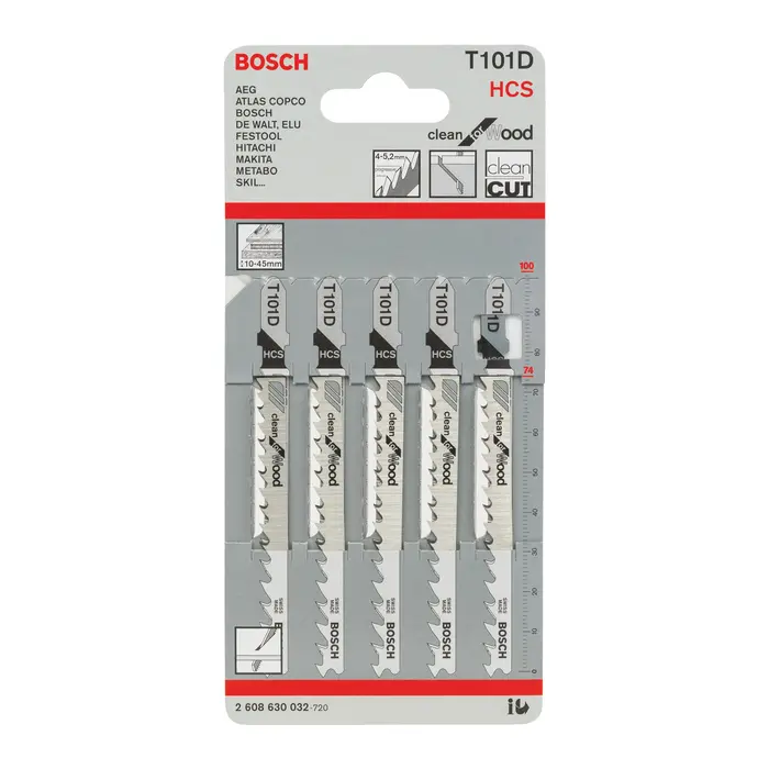 Пилки для лобзика BOSCH 2608630032 HCS  75мм, T101D
