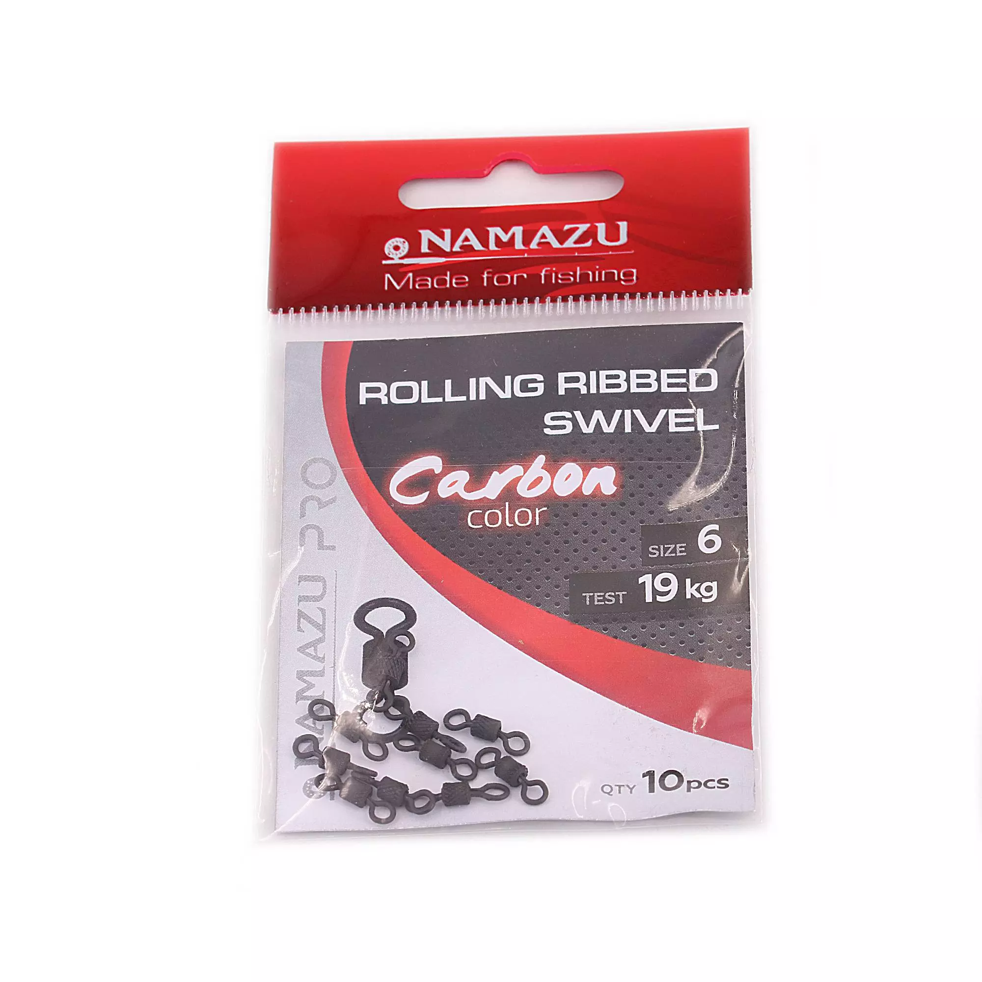 Вертлюг Namazu Pro ROLLING RIBBED SWIVEL, латунь, цв. Carbon, р. 6, test-19 кг