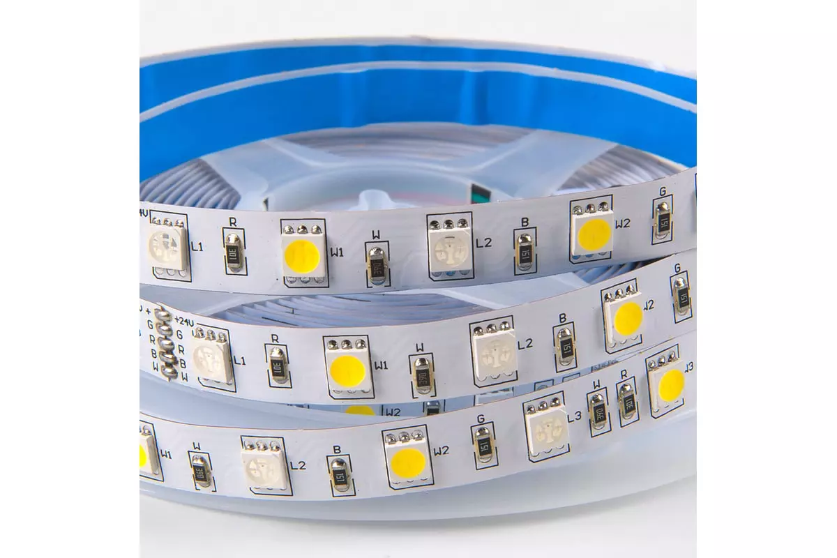 Светодиодная лента 24В 28,8Вт/м 720Лм/м RGB+4500К 5м 20мм SMD5050 120шт/м IP20 General 503833