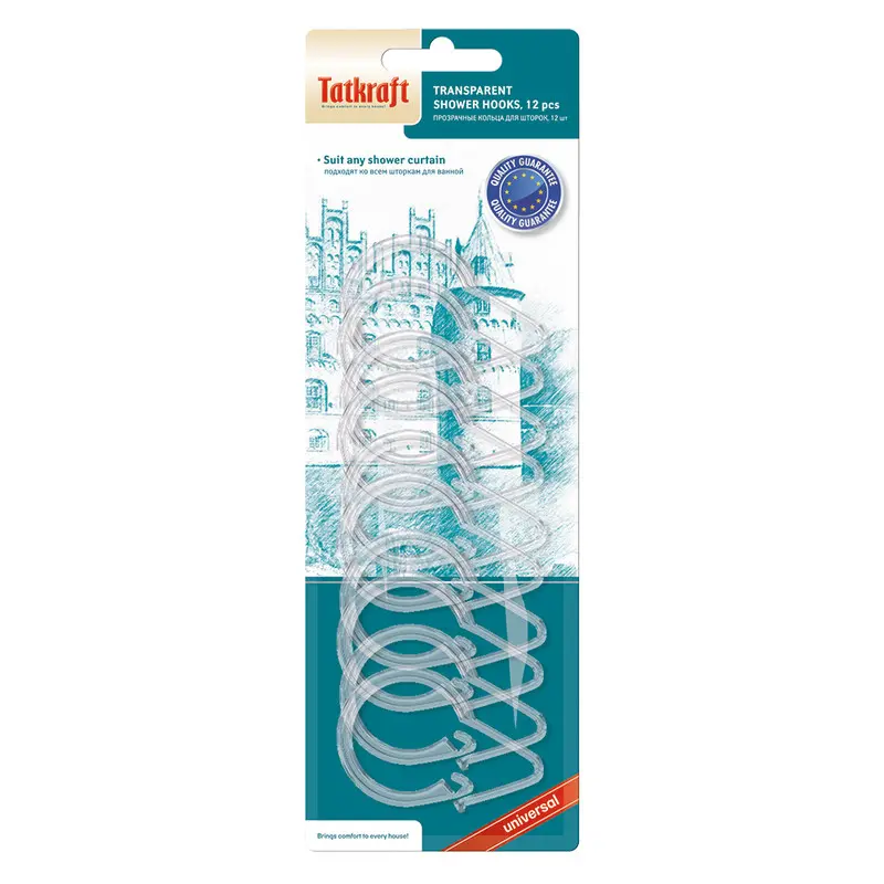 Кольца для шторок Tatkraft OLYMPIC, прозрачный пластик, 12 шт. 14091