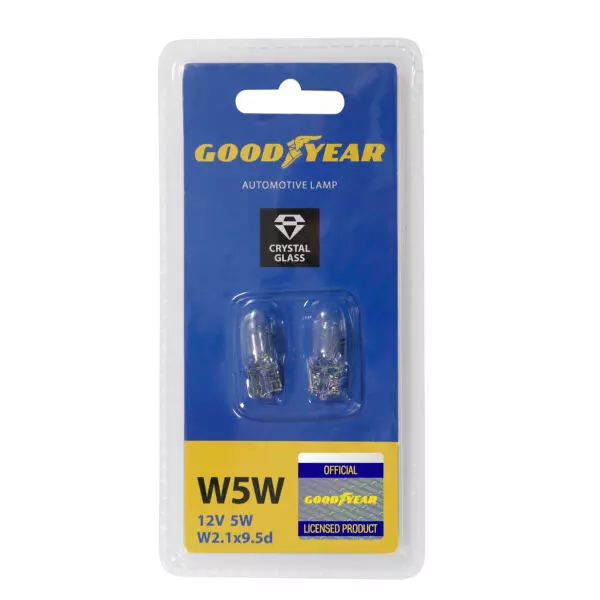 Лампа автомобильная накаливания Goodyear W5W 12V 5W W2.1x9.5d (к-т 2шт.)