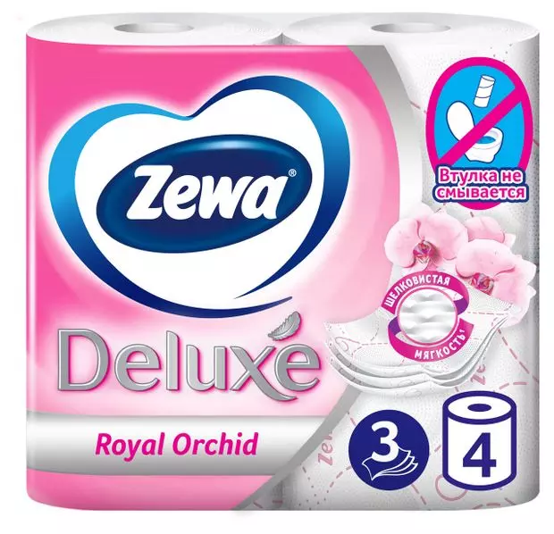 Туалетная бумага Zewa Deluxe Орхидея (4шт) 3 слоя