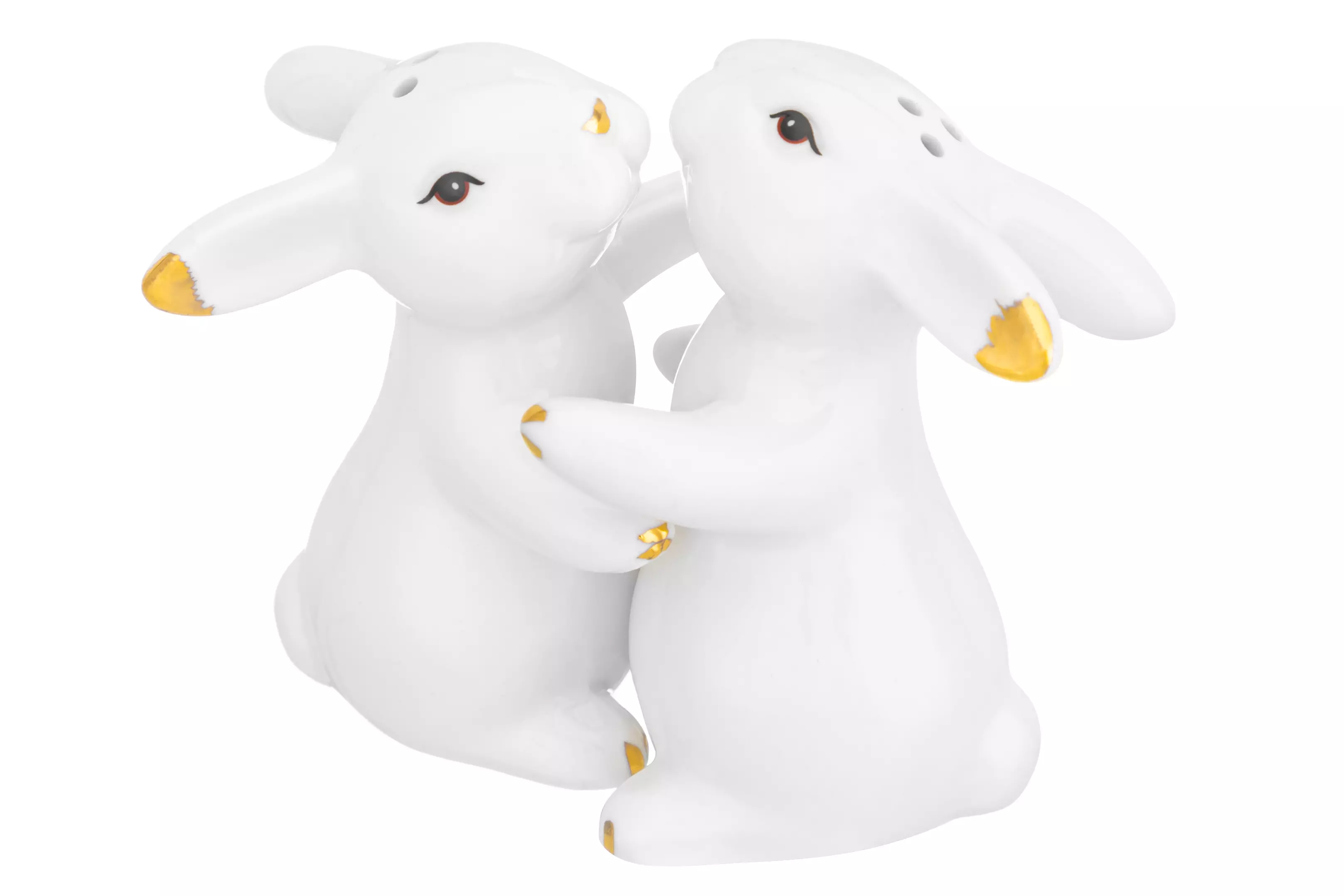 Набор для специй 2 предмета 5,5*5,5*8 см &quot;Кролики обнимашки&quot; белый с золотом 330871