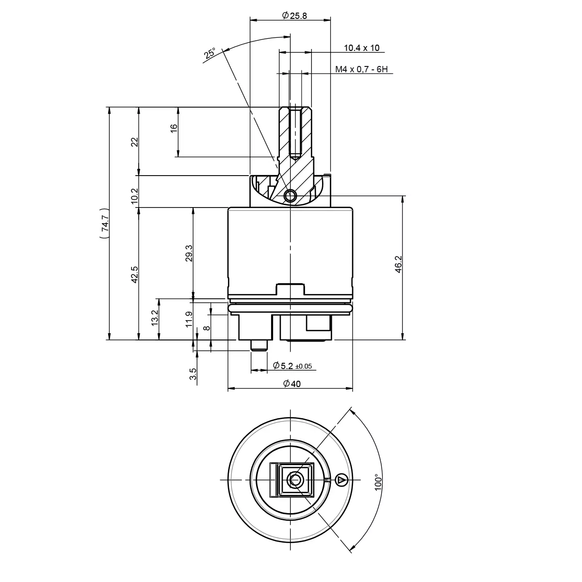 Картридж SEDAL с керамич. пластинами 40 мм удлиненный Lemark LM8506P-BL