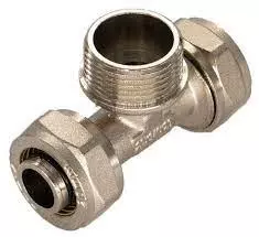 Тройник переходной для металлопластиковых труб 20 х1/2&quot;х20 НР, AQUALINK 00292