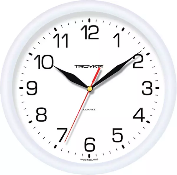 Часы настенные 245мм пластик белые TroykaTime 21210213