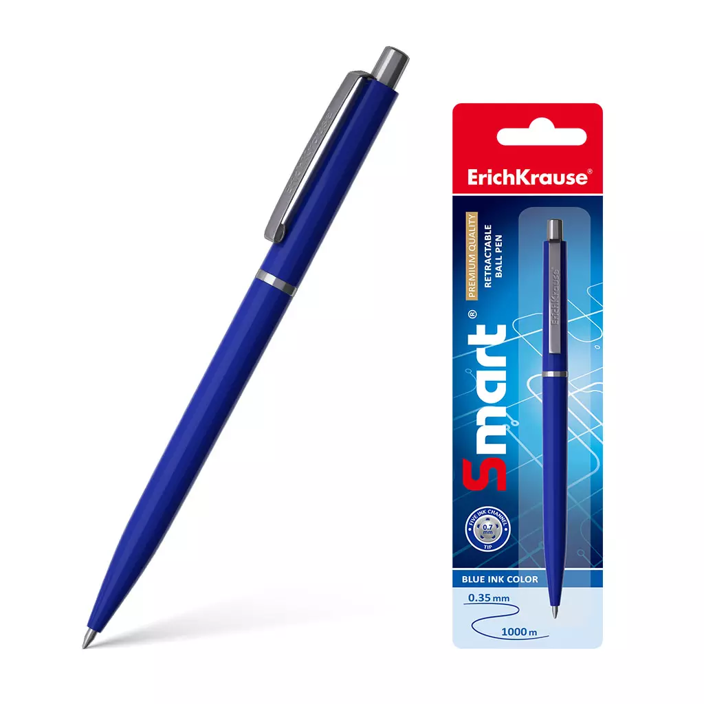 Шариковая ручка автоматическая, синие чернила, Erich Krause 45387 Smart 