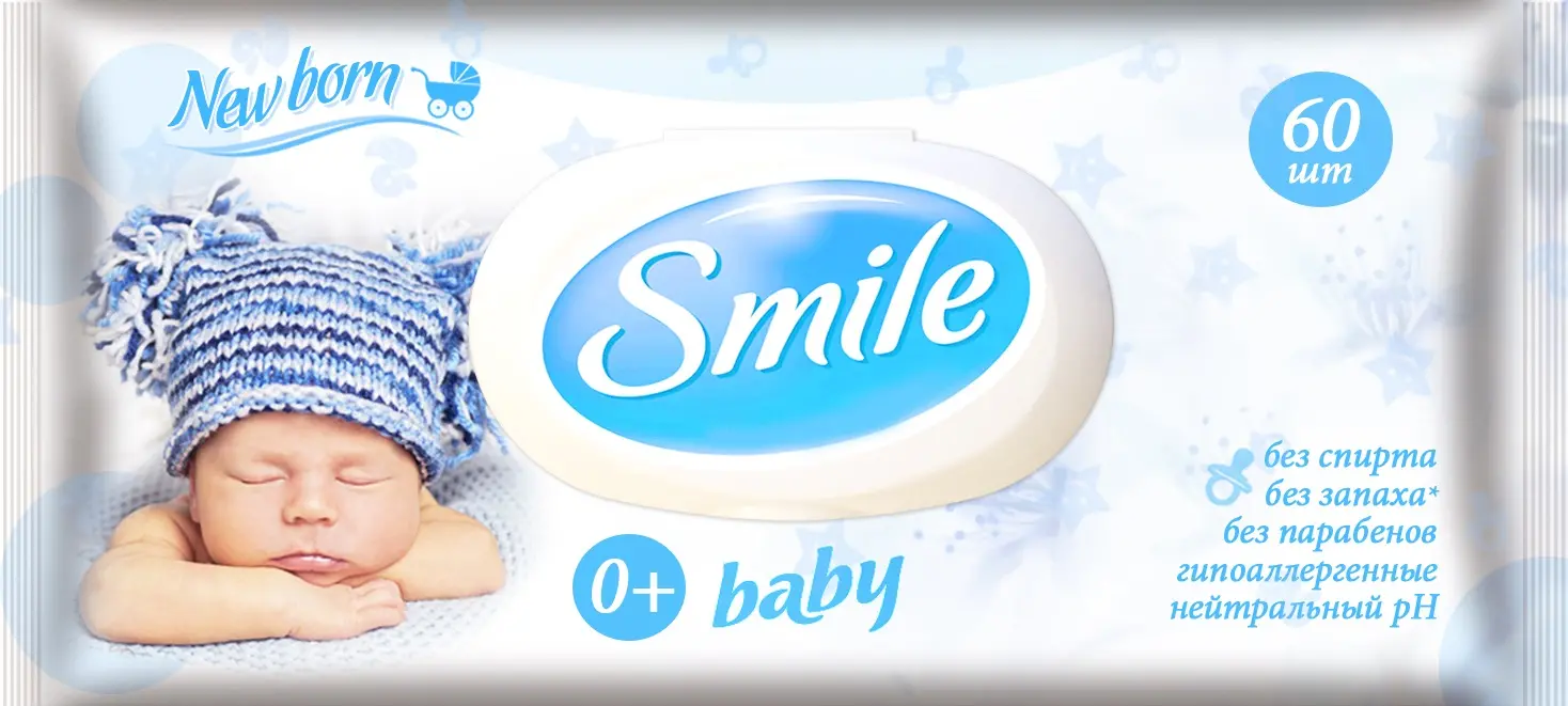 Детские влажные салфетки Smile Baby Newborn 60 шт