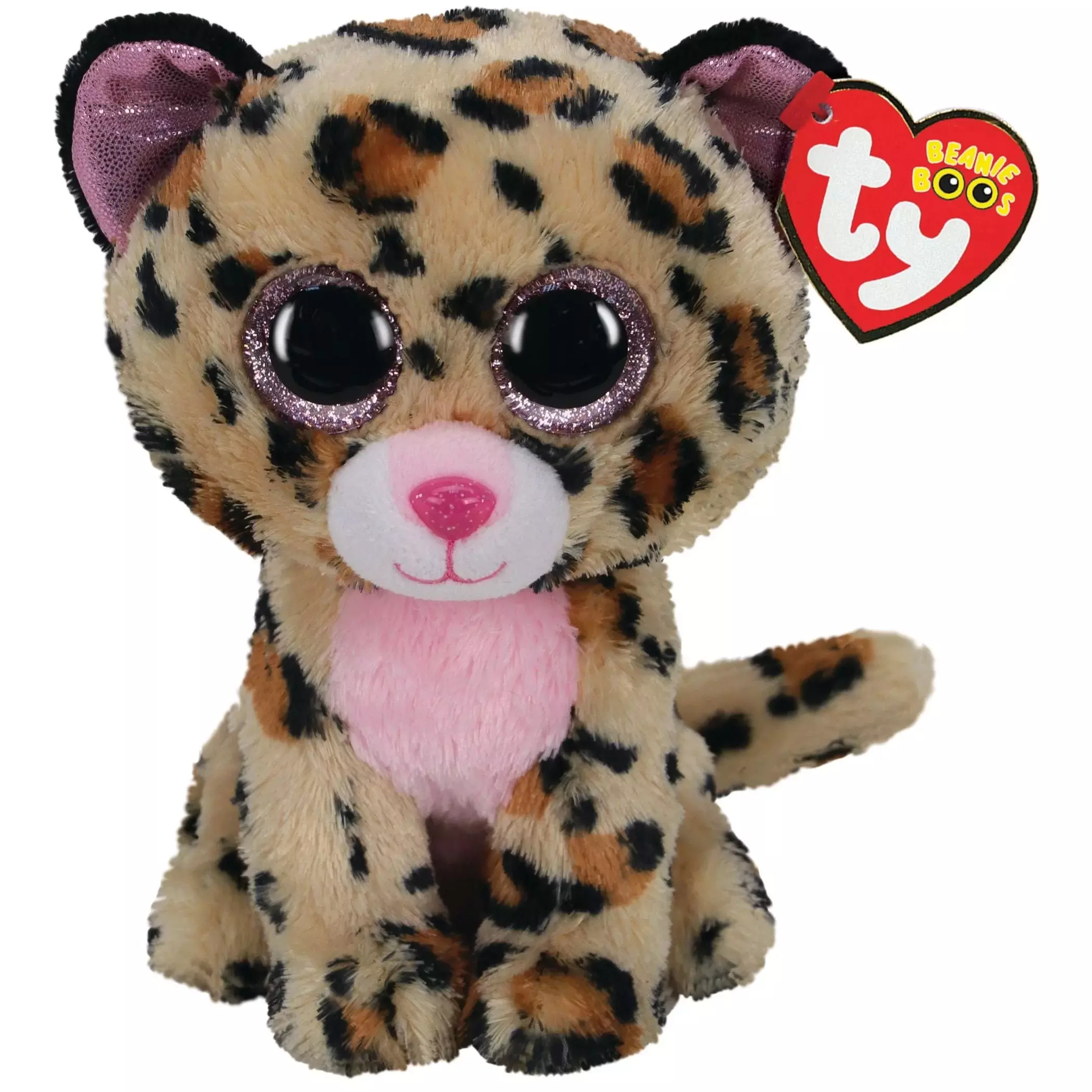 Мягкая игрушка Лэйси леопард корчнево-розовый 25 см