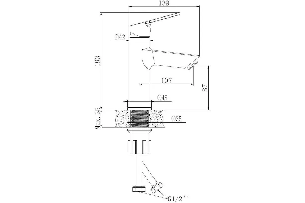 Смеситель для раковины, хром, ESKO St.-Petersburg SPb 26M, экосплав