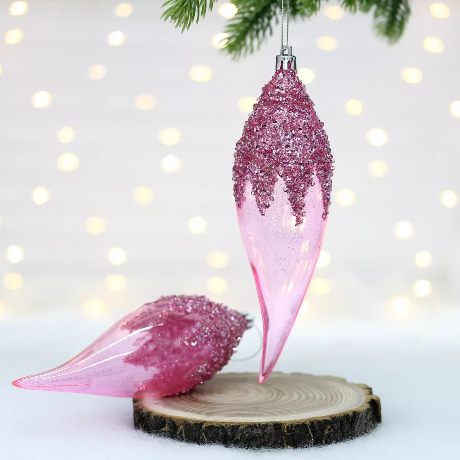 Елочные украшения Волшебная сказка 5х5х20 см (2 шт) розовый 107-6181