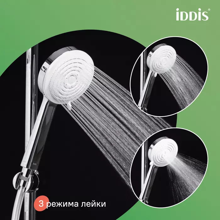 Душевая стойка 2 лейки хром IDDIS Зодиак Икс (Zodiac X) ZDXSB3Fi06 со смесителем и изливом