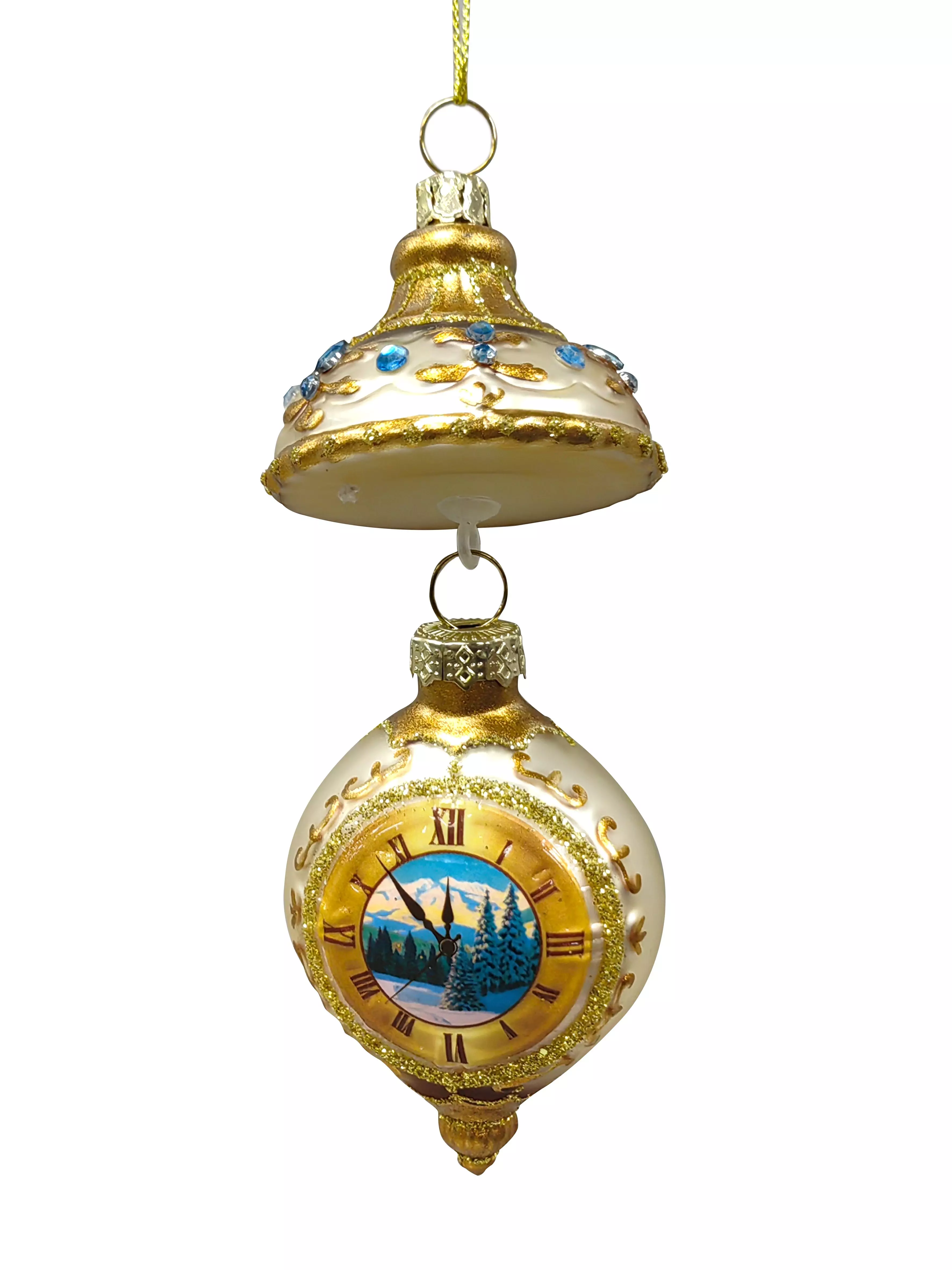 Новогоднее подвесное украшение из стекла / 4,5x4,5x13см 95555