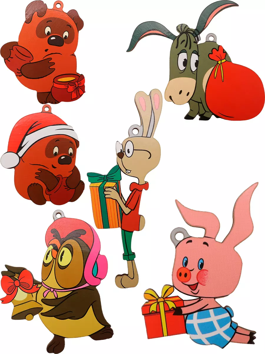 Набор елочных украшений из дерева (6 шт) Винни-Пух Мишка и друзья НУ-2963