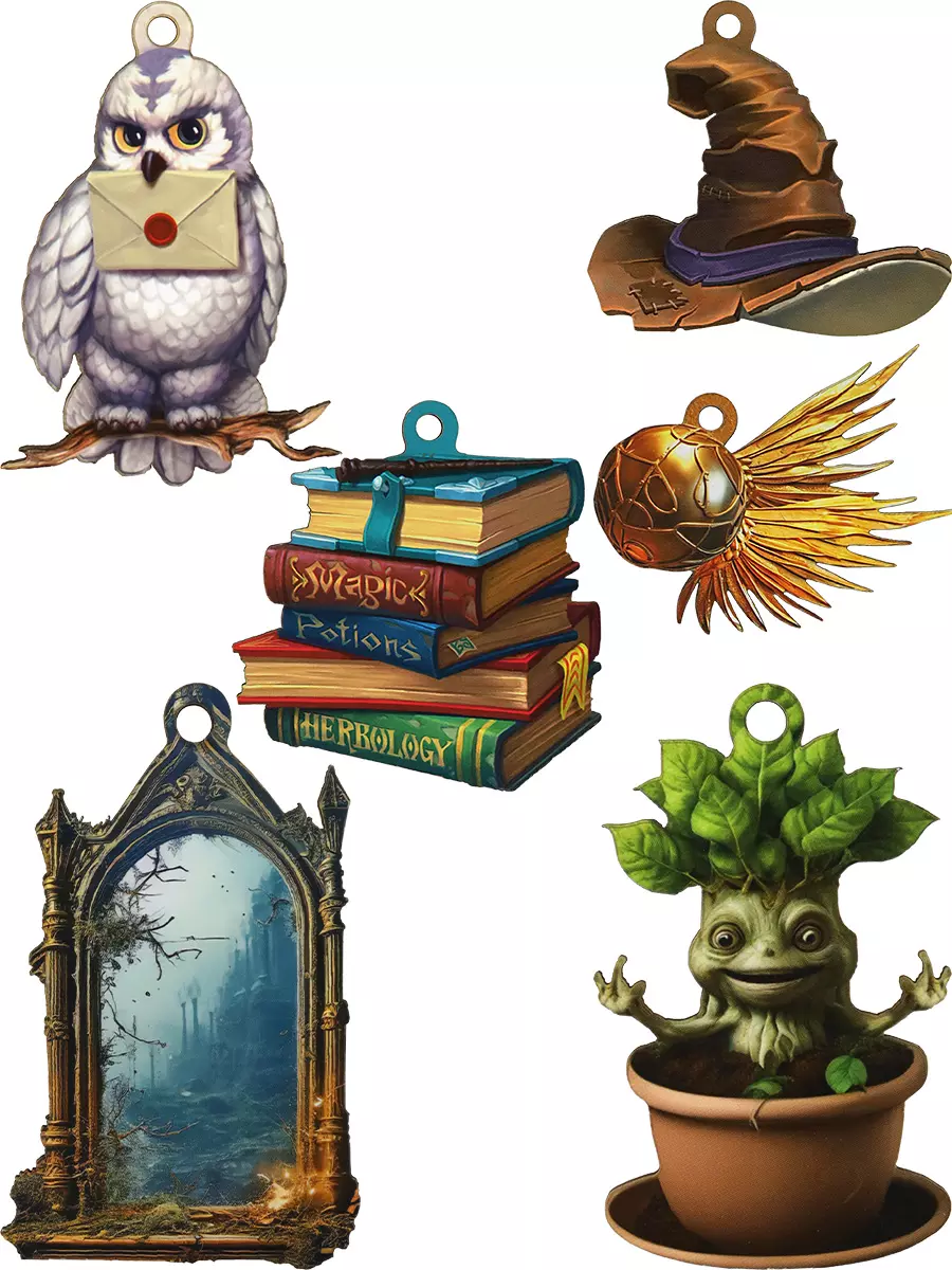 Набор елочных украшений из дерева (6 шт) Волшебный мир НУ-3100