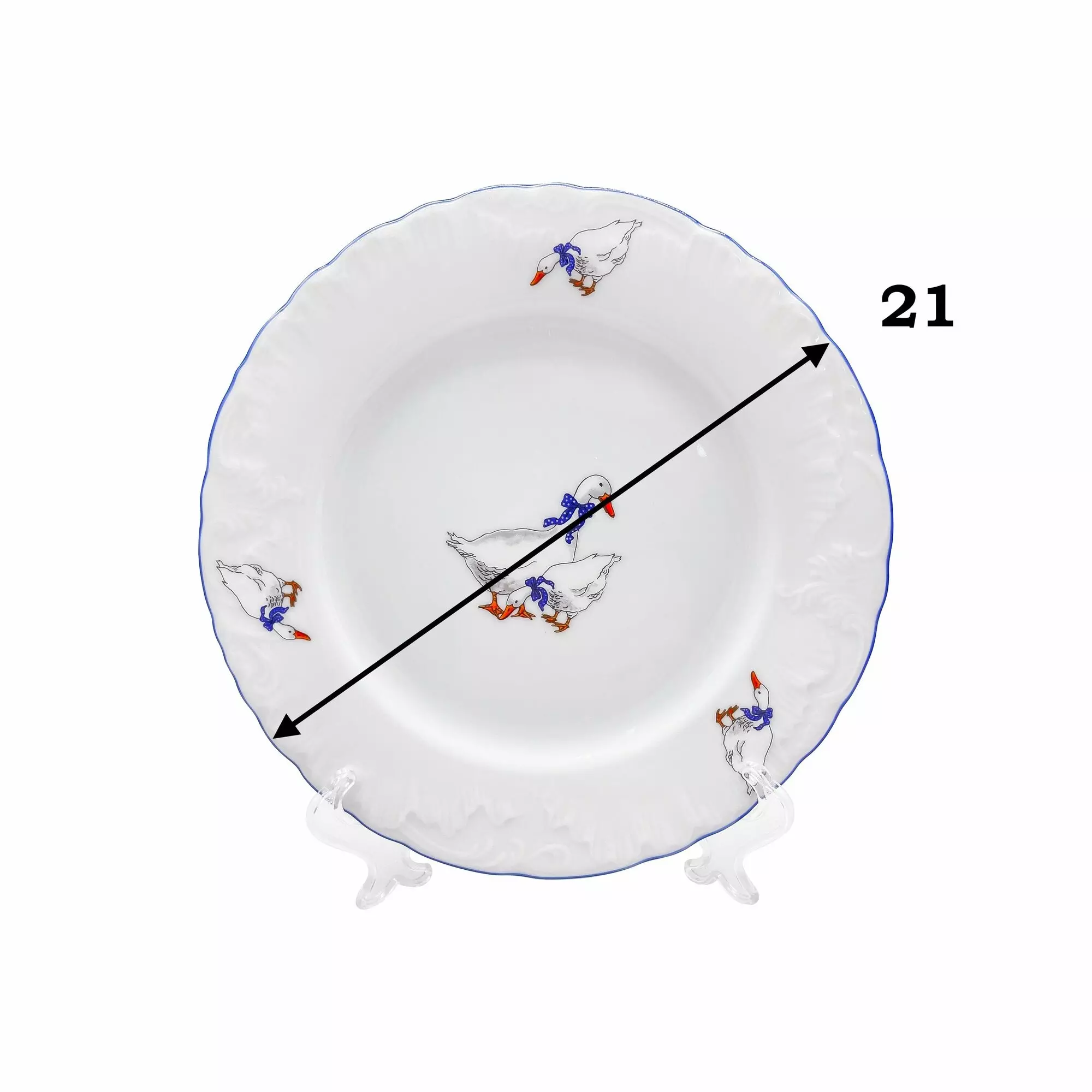 Тарелка десертная 21 см Rococo "Гуси", фарфор, OMD666-Рококо-22