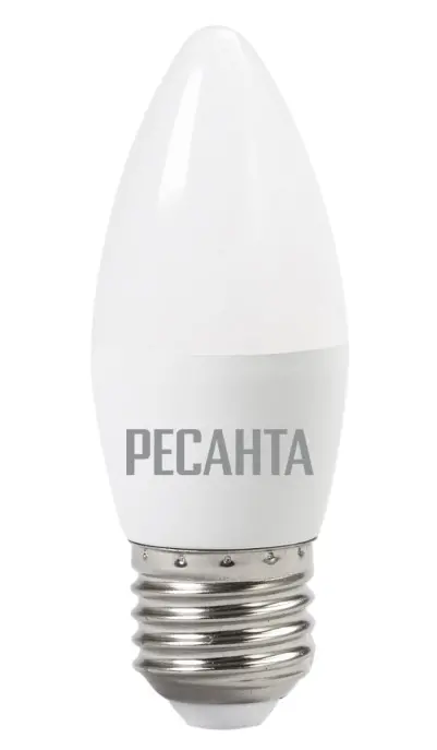 Лампа светодиодная Ресанта Е27 230В 6Вт 3000К свеча теплый