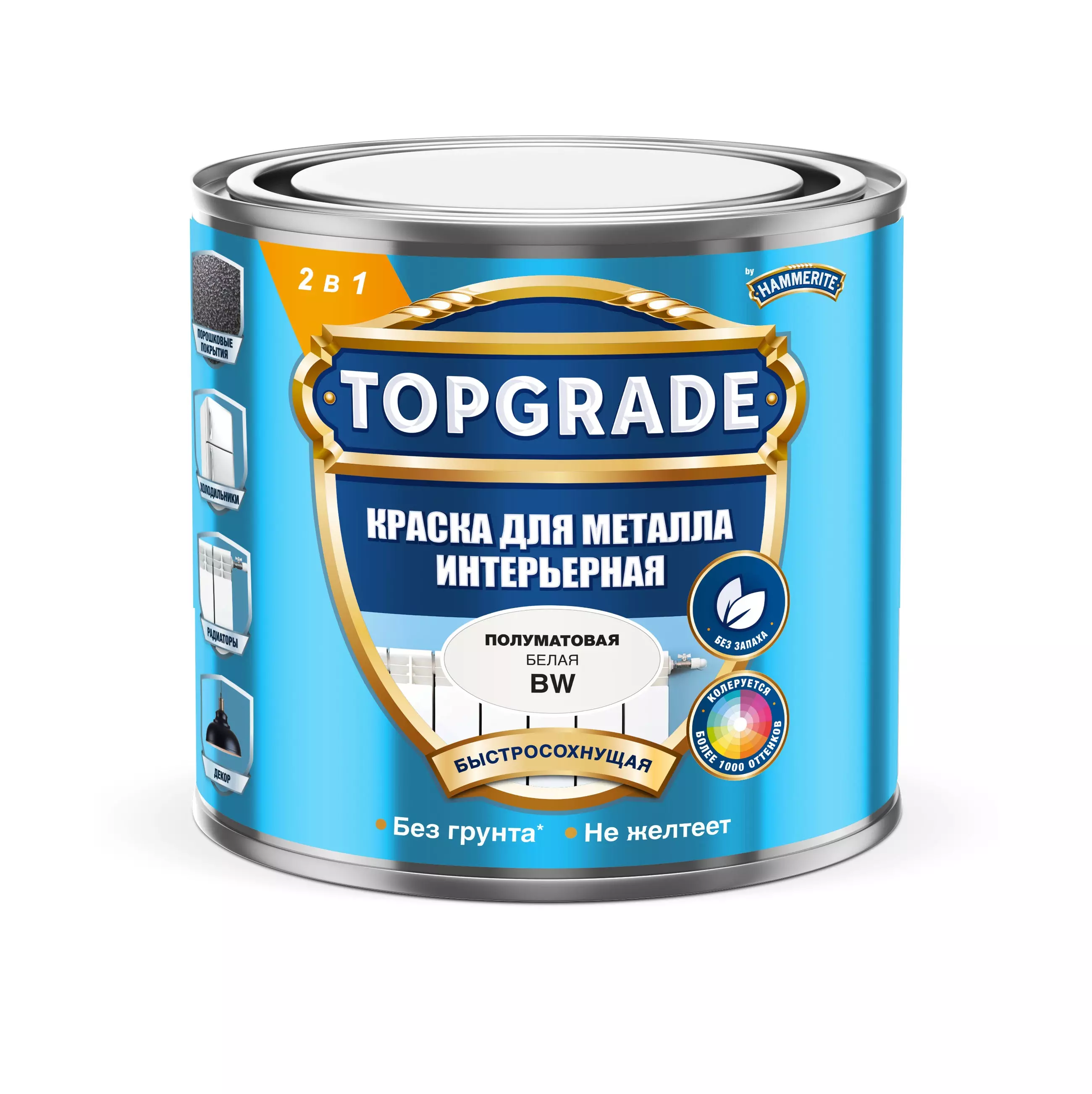 Краска для металла интерьерная Topgrade полуматовая белый BW 0,5 л