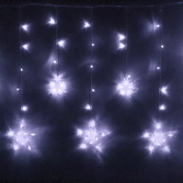 Гирлянда БАХРОМА 2,5м*0,9м 138 ламп LED, с насадками Звезда (6+6 шт), Бел