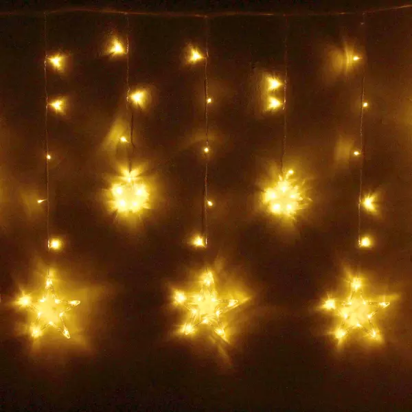 Гирлянда БАХРОМА 2,5м*0,9м 138 ламп LED, с насадками Звезда (6+6 шт), Тепл