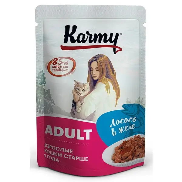  Влажный корм для кошек Karmy Adult Лосось в желе 80 гр