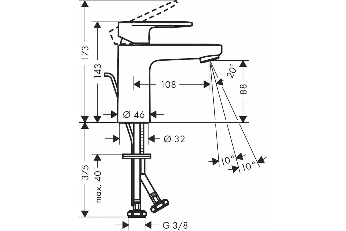 Смеситель для раковины Hansgrohe Vernis Blend 100, матово-черный, со сливным гарнитуром 71551670
